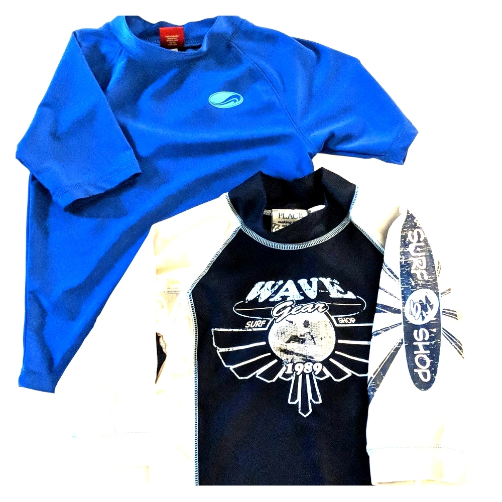 2 swimming shirts, size 5short slv, & 7/8 long slv